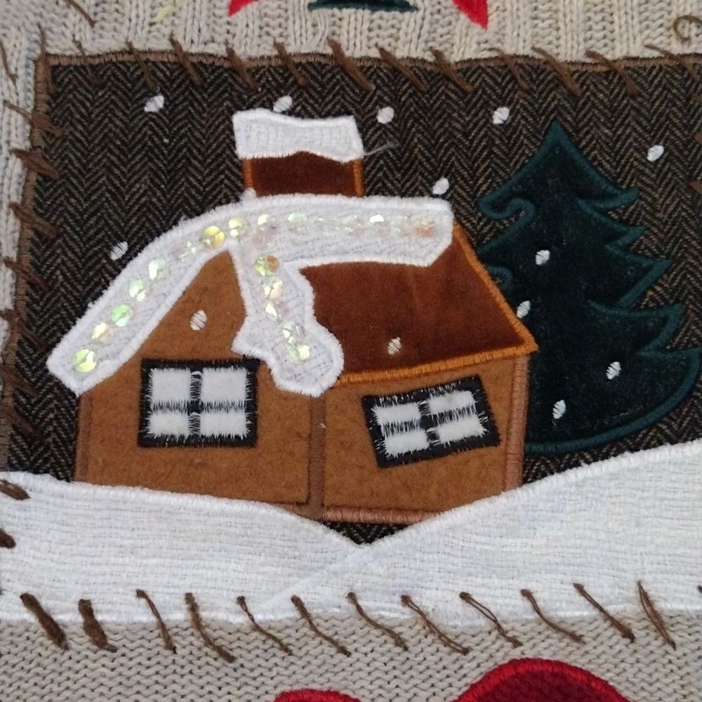 VTG 90s Beige Ugly Christmas Embroidered Quarter Zip Sweater 2X - Picture 8 of 15